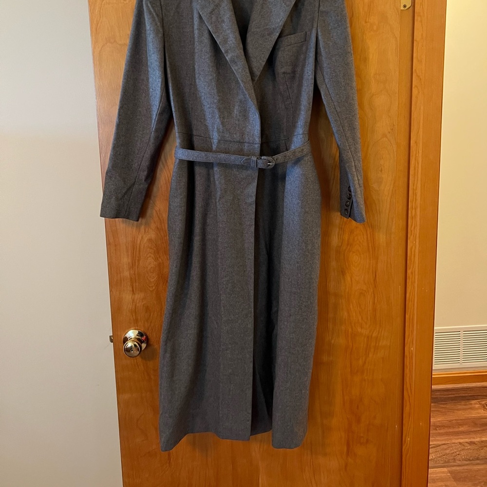 Ralph Lauren Wool Coat With Belt Gray Vintage Blue Label Made USA Size 10 FLAW - Picture 2 of 16